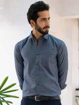 Grey Solid Cotton Shirt