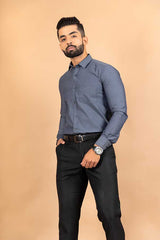 Grey Solid Cotton Shirt