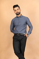 Grey Solid Cotton Shirt