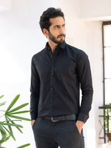 Black Solid Cotton Shirt