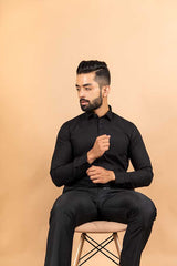 Black Solid Cotton Shirt