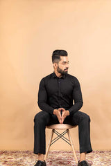 Black Solid Cotton Shirt