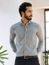 Grey Self design cotton Shirt