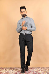 Grey Self design cotton Shirt