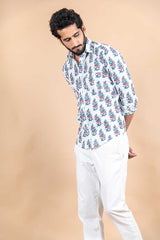 white printed shirt for men