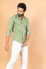 Green Jaipuri Cotton Printed Shirt