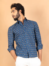 printed blue shirt