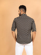 Black Jaipuri Cotton Printed Shirt For Men