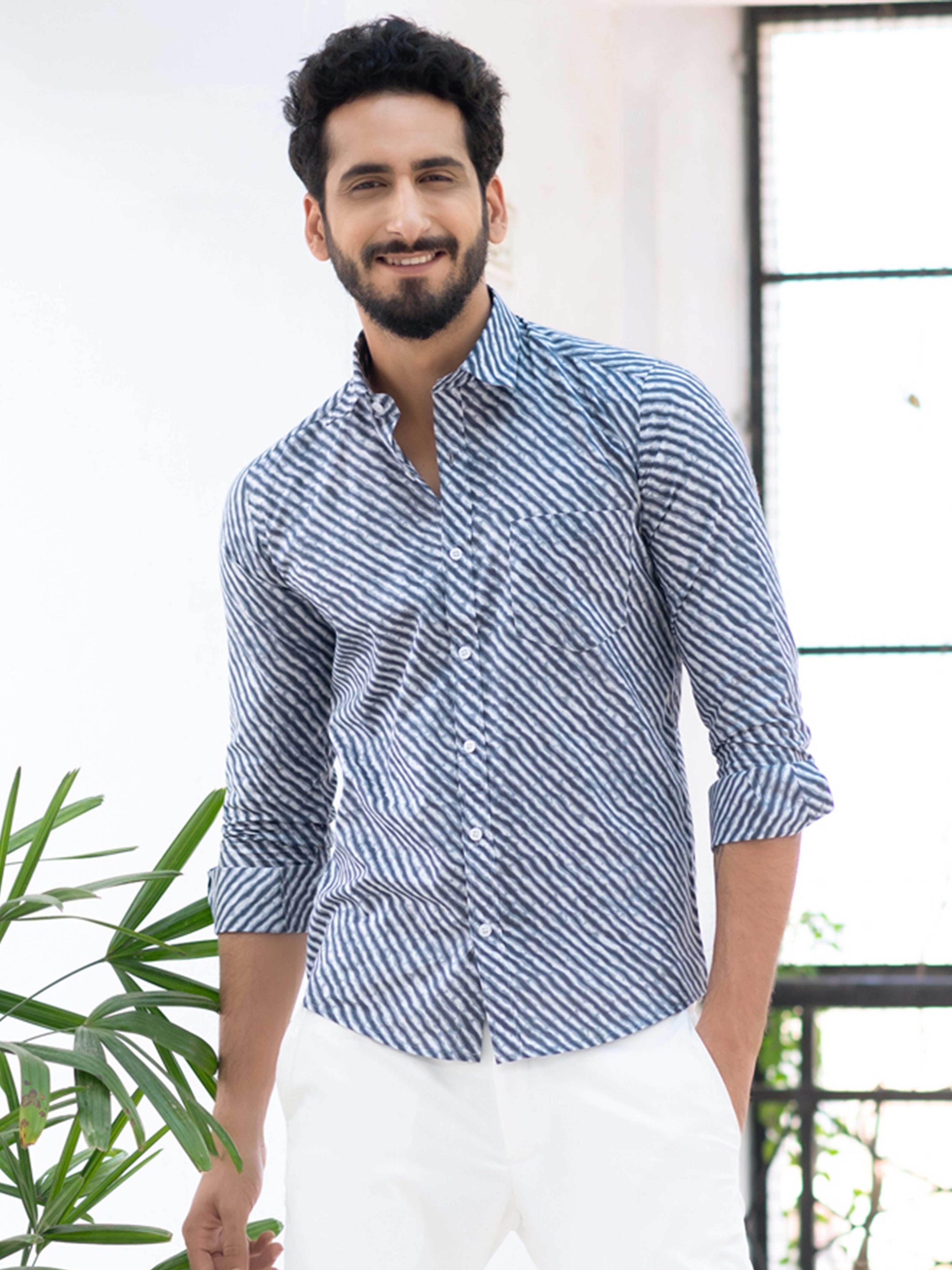 Buy Blue Cotton Half Jaipuri Print Shirt For Men Online, Tistabene -  Tistabene