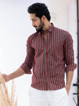 Red Stripe Jaipuri Cotton Shirt - Tistabene