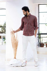 Red Stripe Jaipuri Cotton Shirt - Tistabene