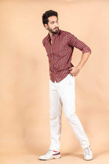 Red Stripe Jaipuri Cotton Shirt - Tistabene