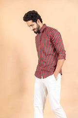 Red Stripe Jaipuri Cotton Shirt - Tistabene