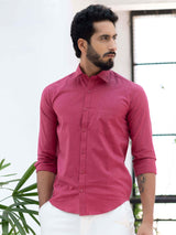 Pink Formal Solid Giza Cotton Shirt