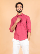 Pink Formal Solid Giza Cotton Shirt