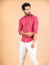 Pink Formal Solid Giza Cotton Shirt