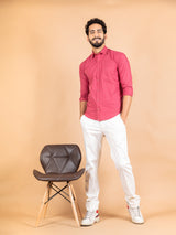 Pink Formal Solid Giza Cotton Shirt