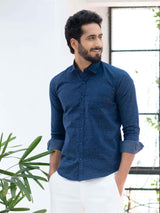 Blue Formal Solid Giza Cotton Shirt - Tistabene