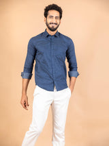 Blue Formal Solid Giza Cotton Shirt - Tistabene