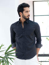 Black Formal Solid Giza Cotton Shirt - Tistabene