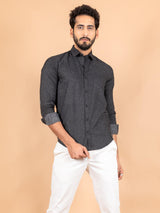 Black Formal Solid Giza Cotton Shirt - Tistabene