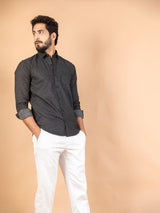 Black Formal Solid Giza Cotton Shirt - Tistabene