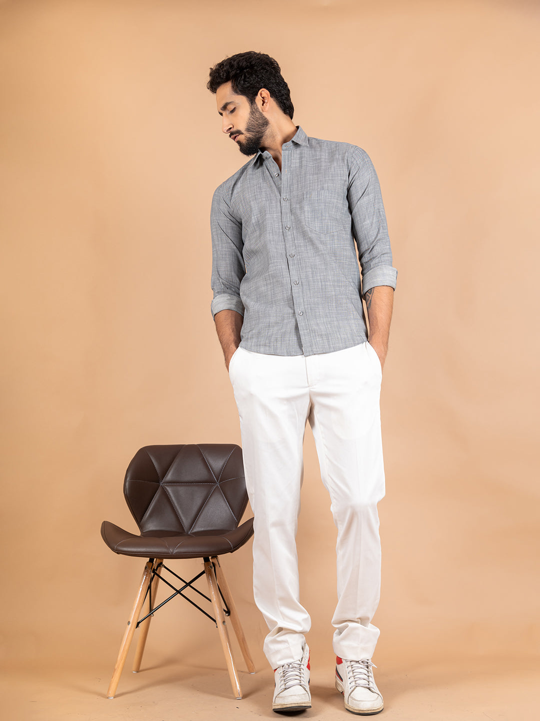 Louis Philippe Jeans Men Solid Casual Khaki Shirt - Buy Louis Philippe Jeans  Men Solid Casual Khaki Shirt Online at Best Prices in India | Flipkart.com