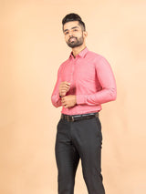 Pink Self Weaved Cotton Shirt - Tistabene