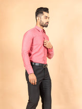 Pink Self Weaved Cotton Shirt - Tistabene