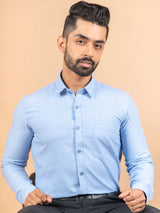 Blue Self Weaved Cotton Shirt