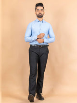 Blue Self Weaved Cotton Shirt