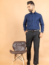 Blue Solid Cotton Shirt - Tistabene