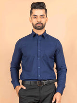 Blue Solid Cotton Shirt - Tistabene