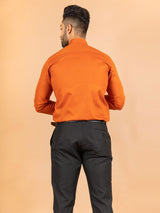 Orange Self Weaved Cotton Shirt - Tistabene