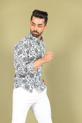 white printed shirt for men