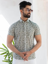 Black and White Floral Print Shirt