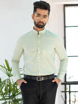 Light Green Chinese Collar Linen Shirt