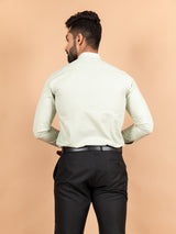 Light Green Chinese Collar Linen Shirt