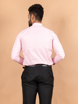 Baby Pink Chinese Collar Linen Shirt