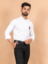 Snake Embroidered White Giza Cotton Shirt