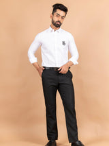 Leo Embroidered White Giza Cotton Shirt - Tistabene