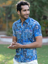 printed blue shirt online 