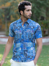 printed blue shirt 