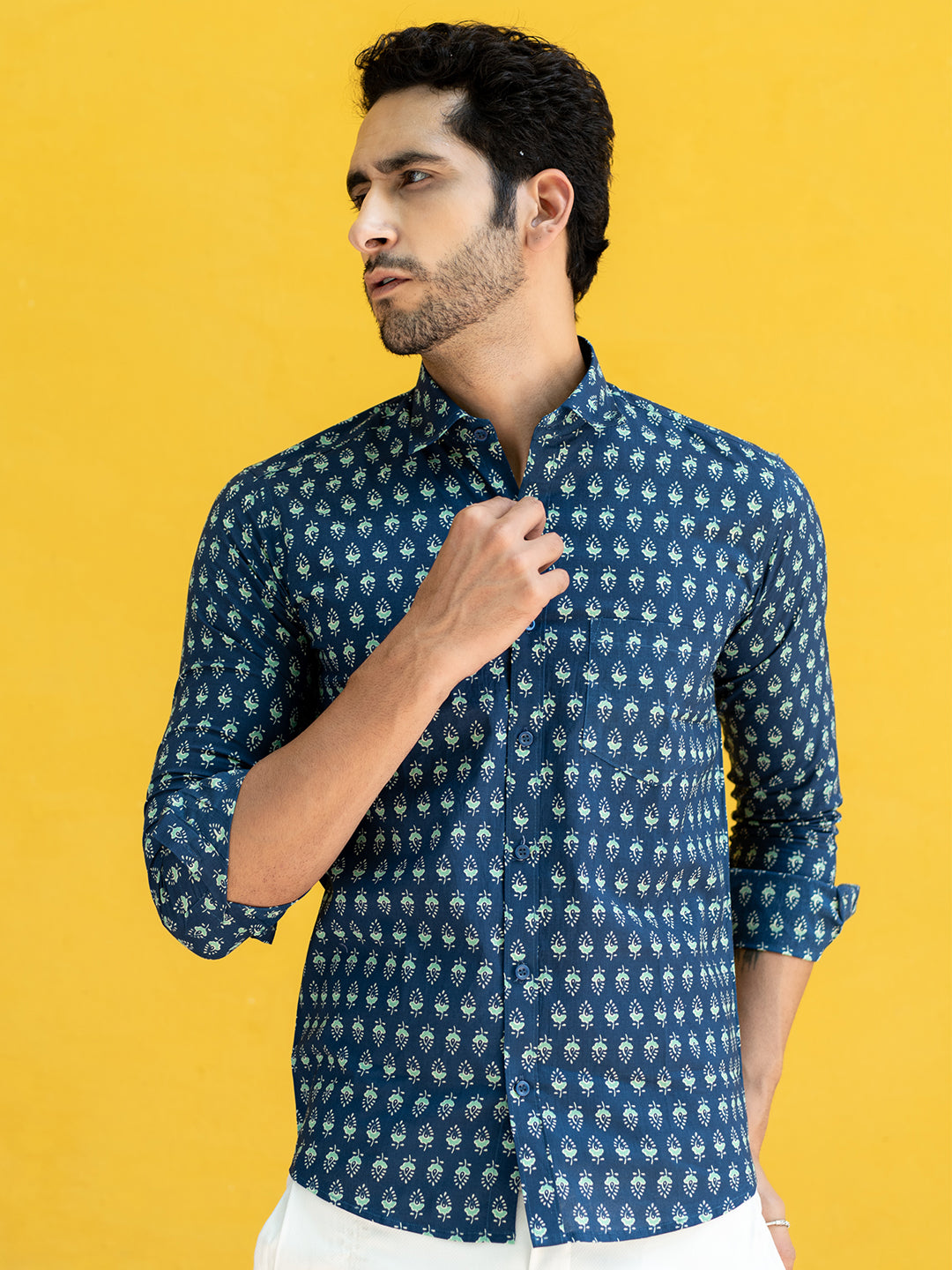 Buy Blue Cotton Half Jaipuri Print Shirt For Men Online, Tistabene -  Tistabene