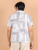 White Reasonal Print Half Sleeves Shirt