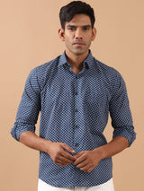 printed blue shirt