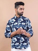 printed blue shirt