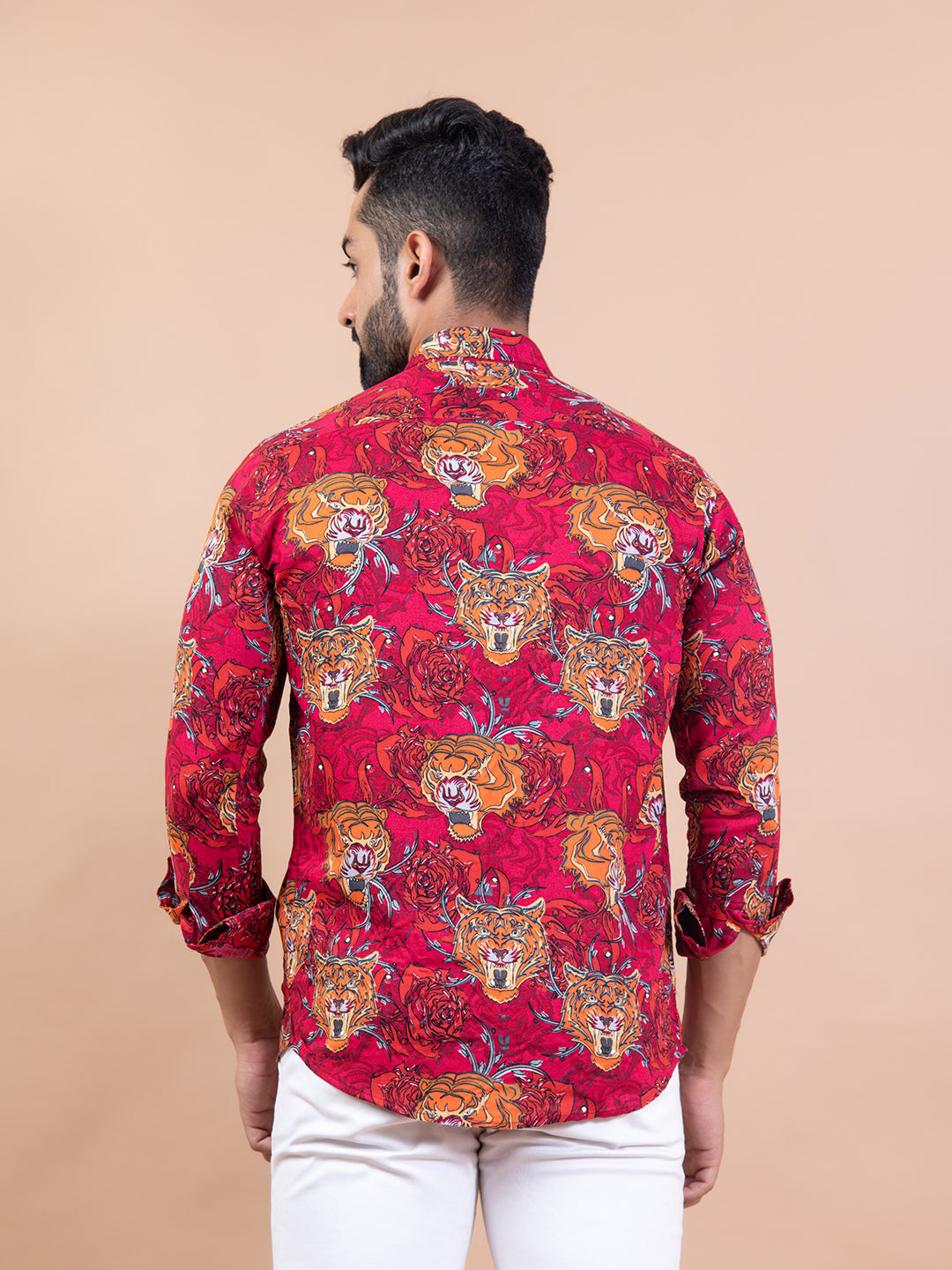 Buy Men's Tiger Print Red Shirt Online