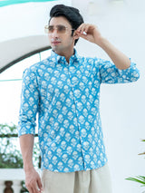 Sky Blue Printed Shirt