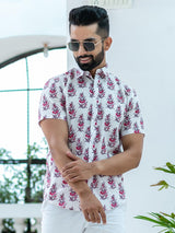 white printed shirt for men